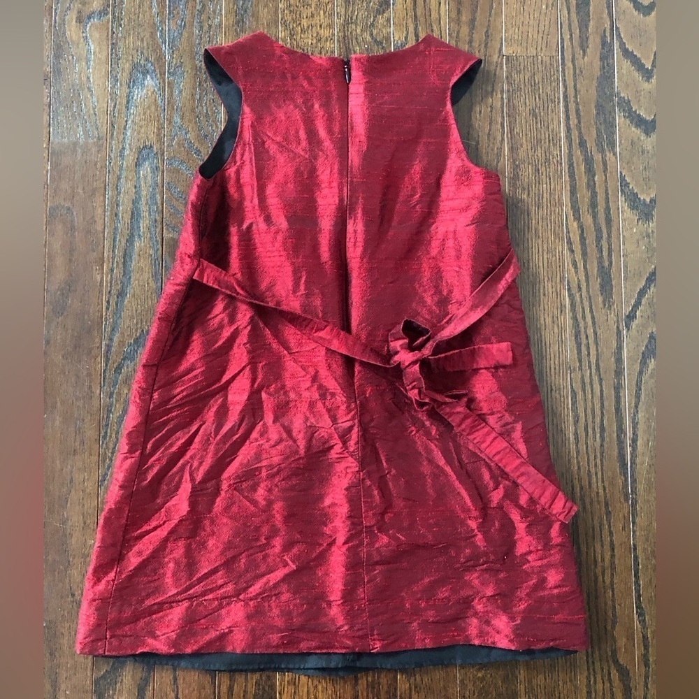 Florence Eiseman Girls 6 Cranberry Silk Dupioni Sleeveless Floral Holiday Dress - Picture 11 of 11
